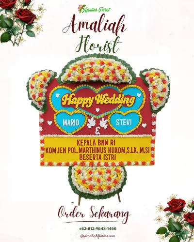Karangan Papan Bunga Pernikahan di Loyang
